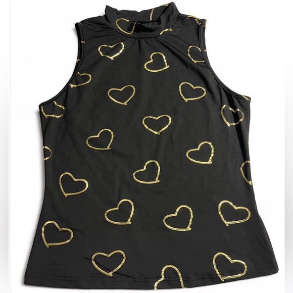 Heart Print Tank Top - Sleeveless Slim Fit - Classic Crew Neck | Size L | New - Picture 5 of 10